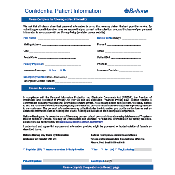 Patient Intake Form - B/W