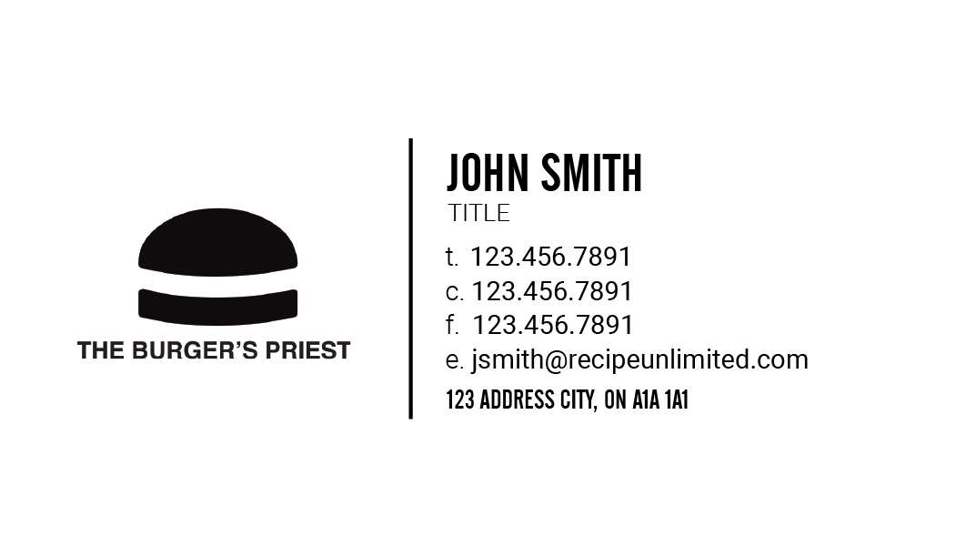 The Burger's Priest Business Card - Head Office - Promotional