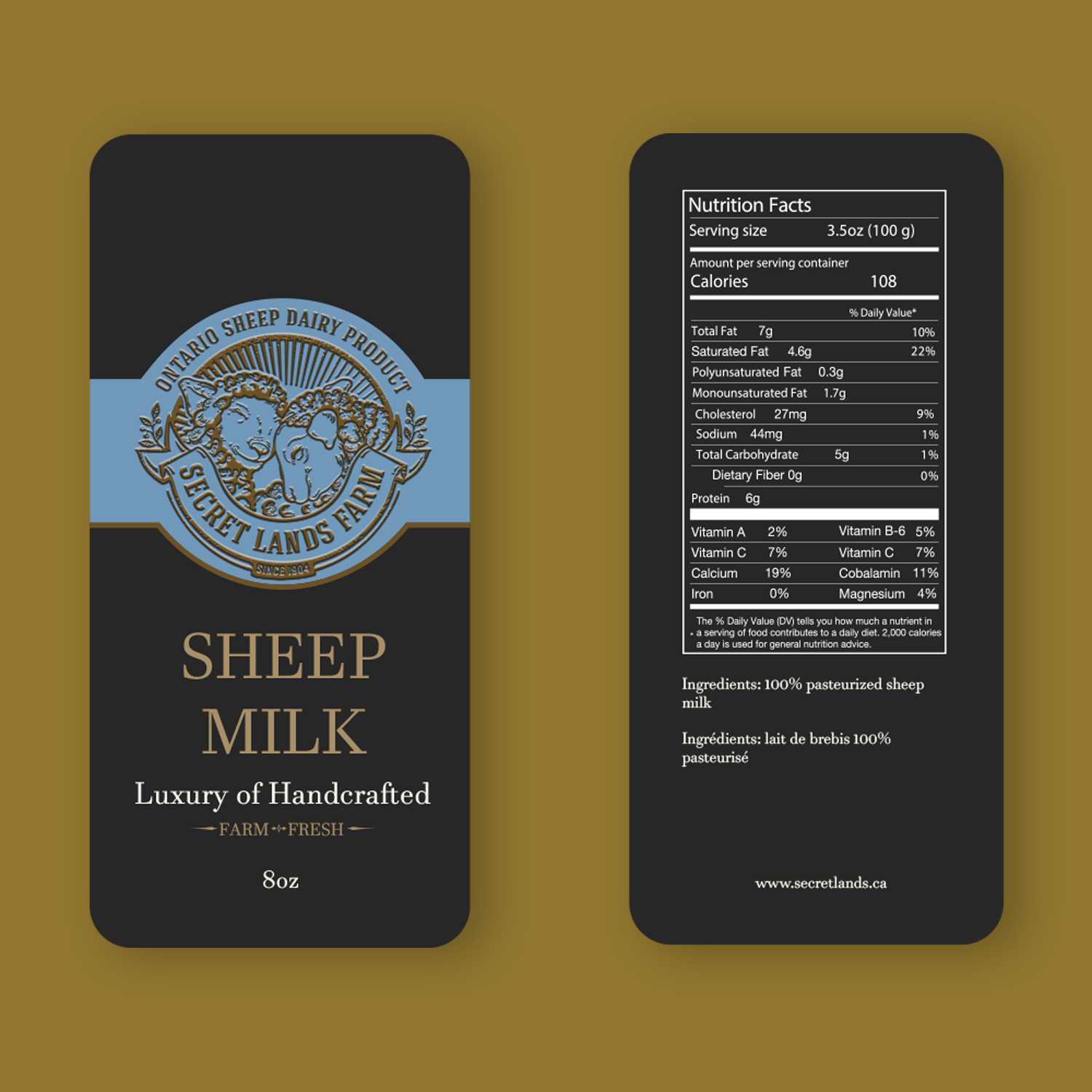 8oz Sheep Milk ( Front and Back )