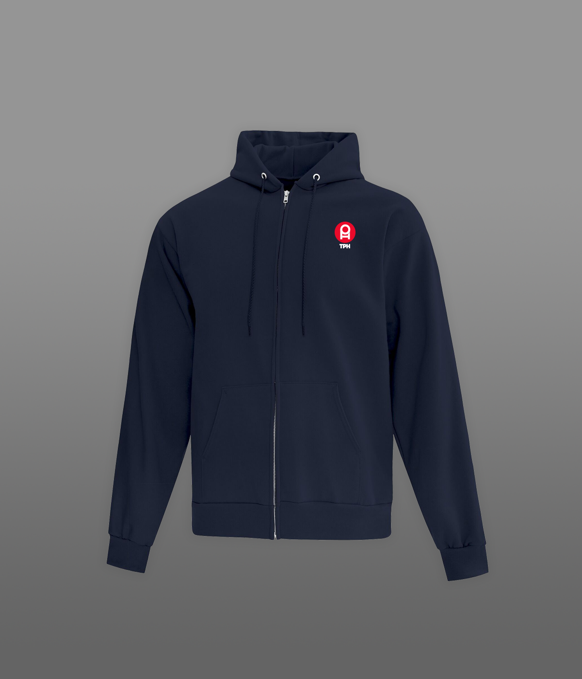 Navy TPH Logo Zipped Unisex Hoodie