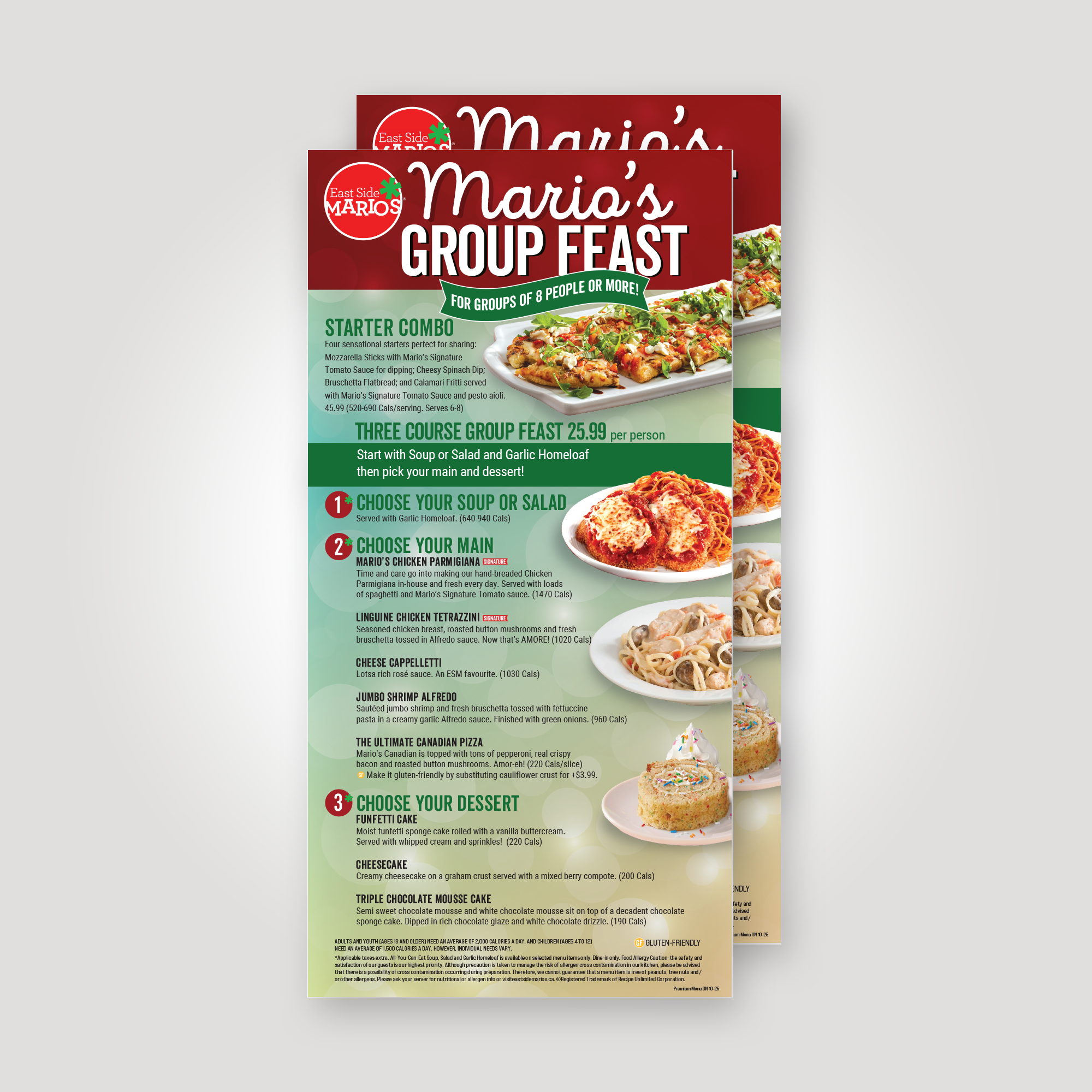 $25.99 Group Dinner Premium Menu