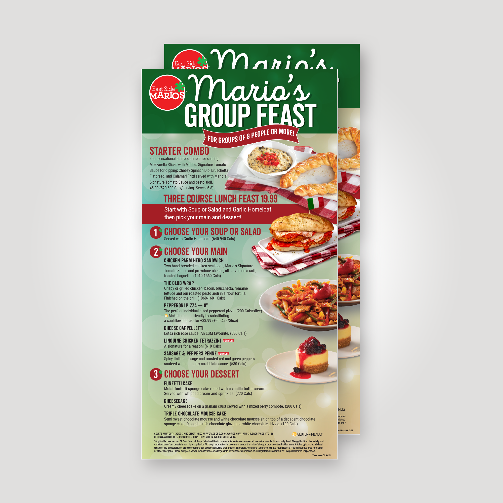 $19.99 Group Lunch Menu