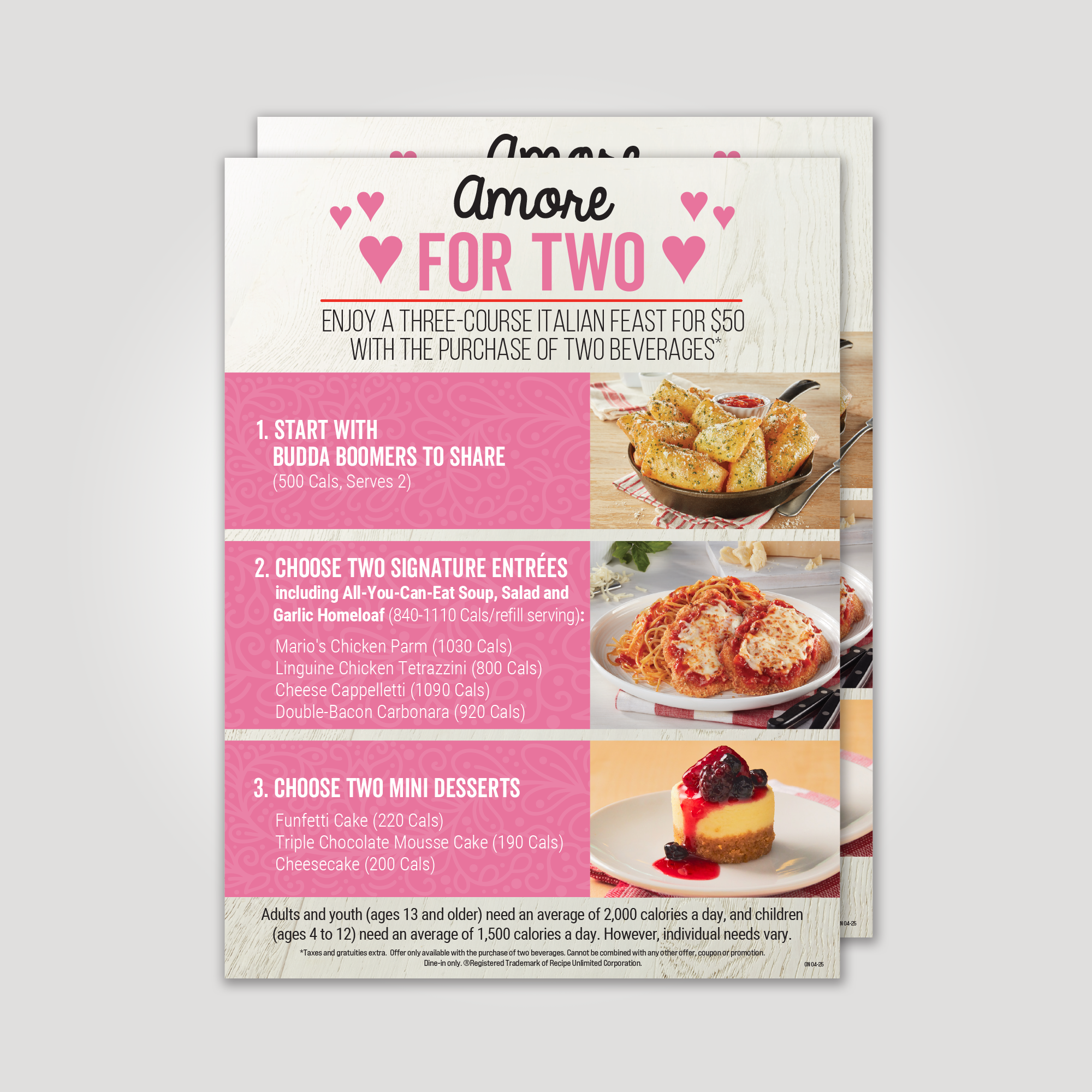 Amore For 2 Menus