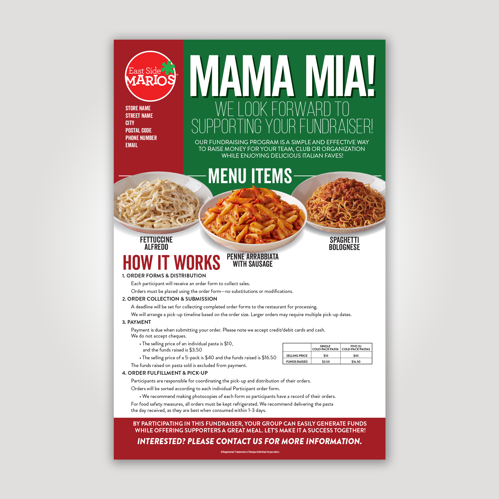 Cold Pack Pasta Sell Sheet