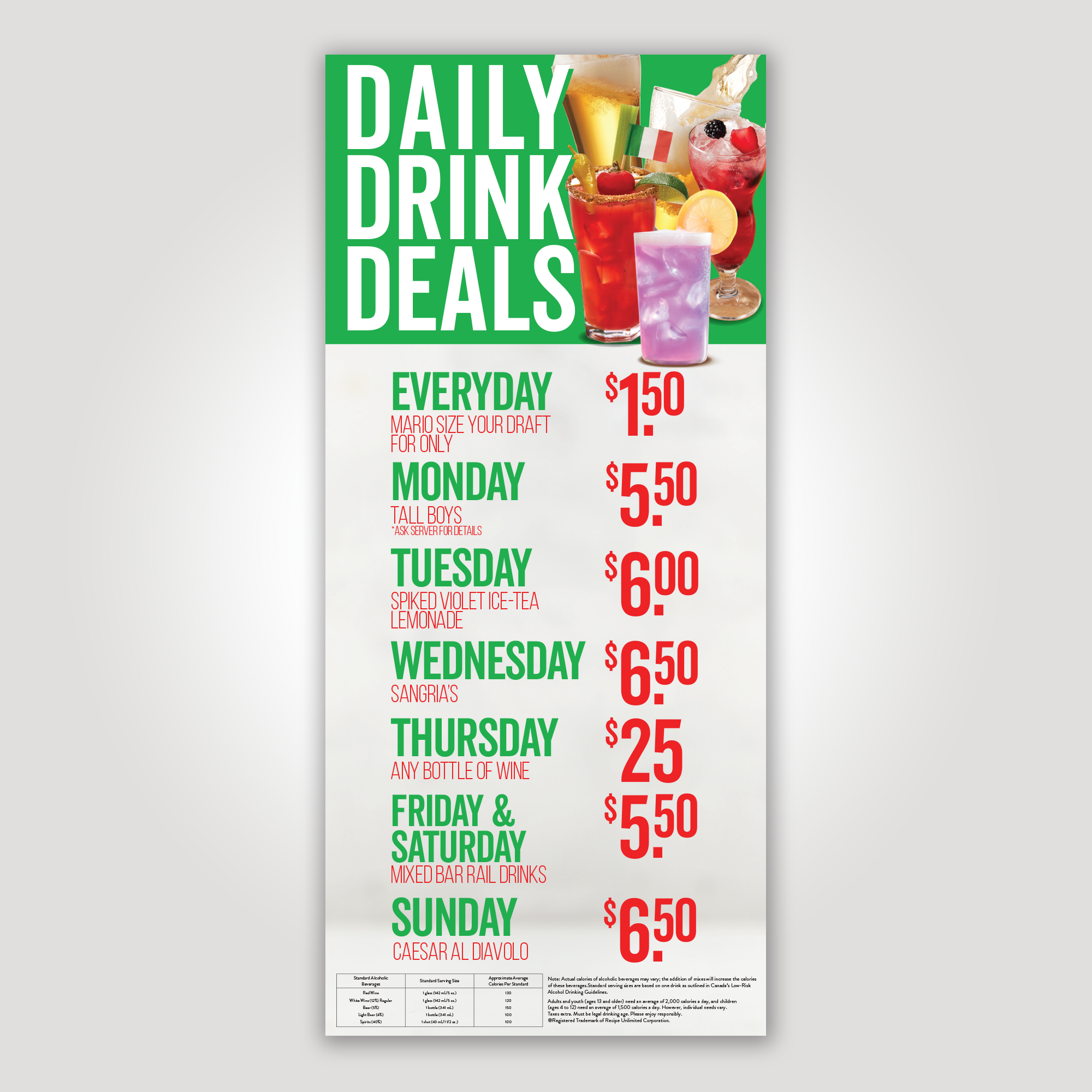 Daily Drink Deals - 49 x 22"