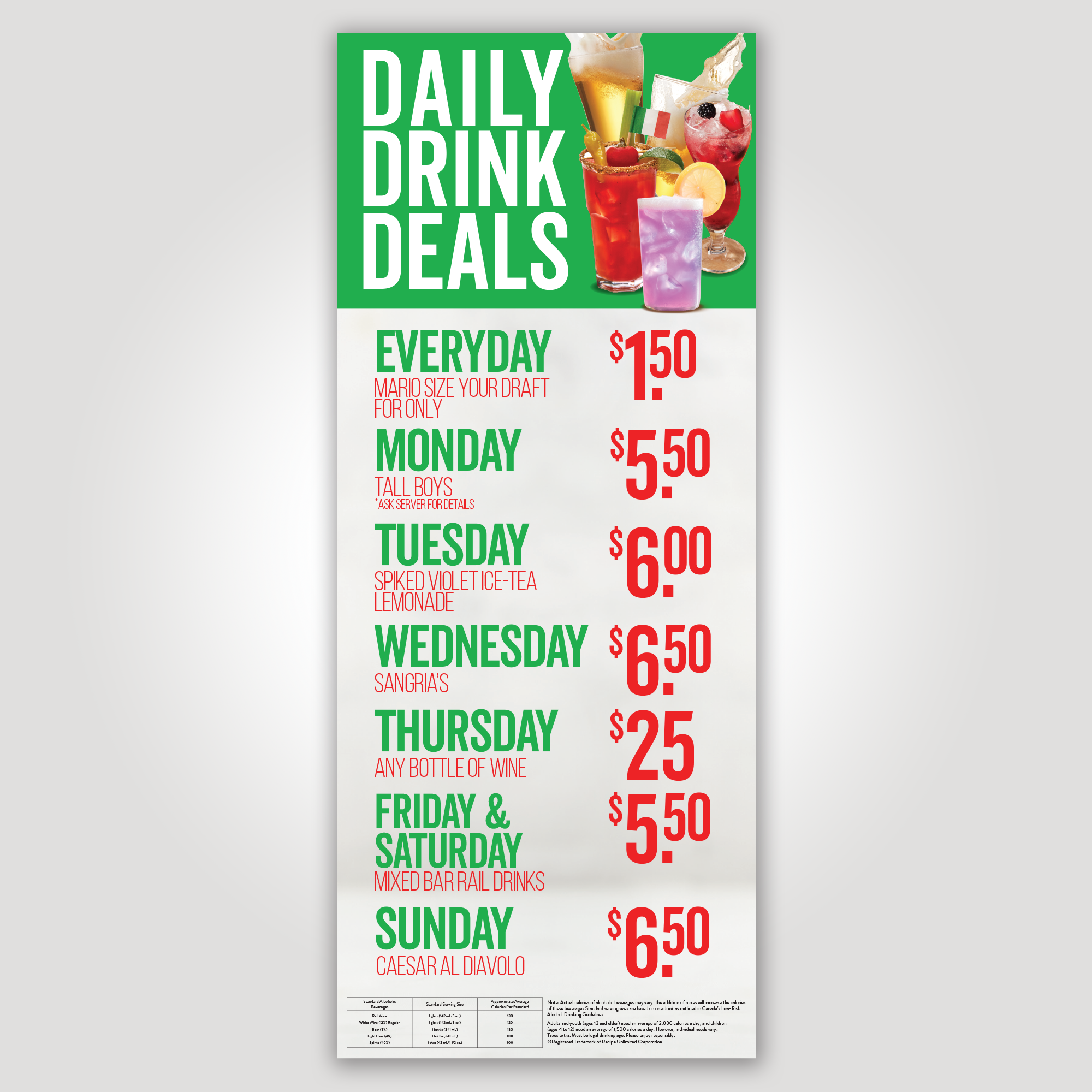 Daily Drink Deals - 71 x 29"