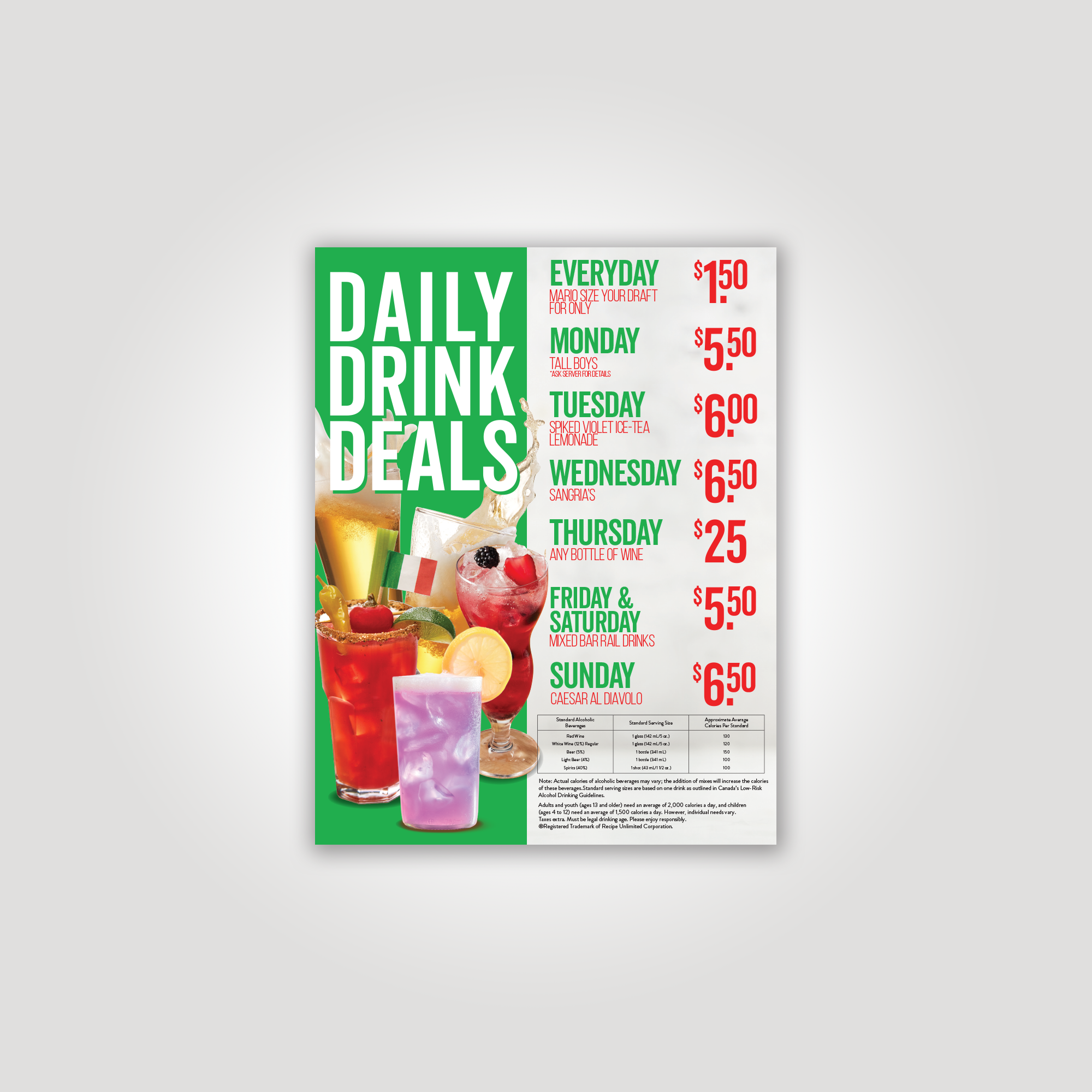 Daily Drink Deals - 8.5 x 11"