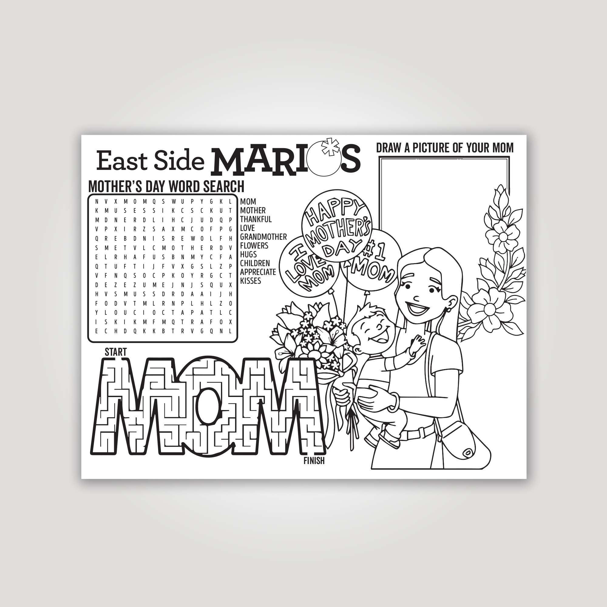 Mother's Day Kids Colouring Page