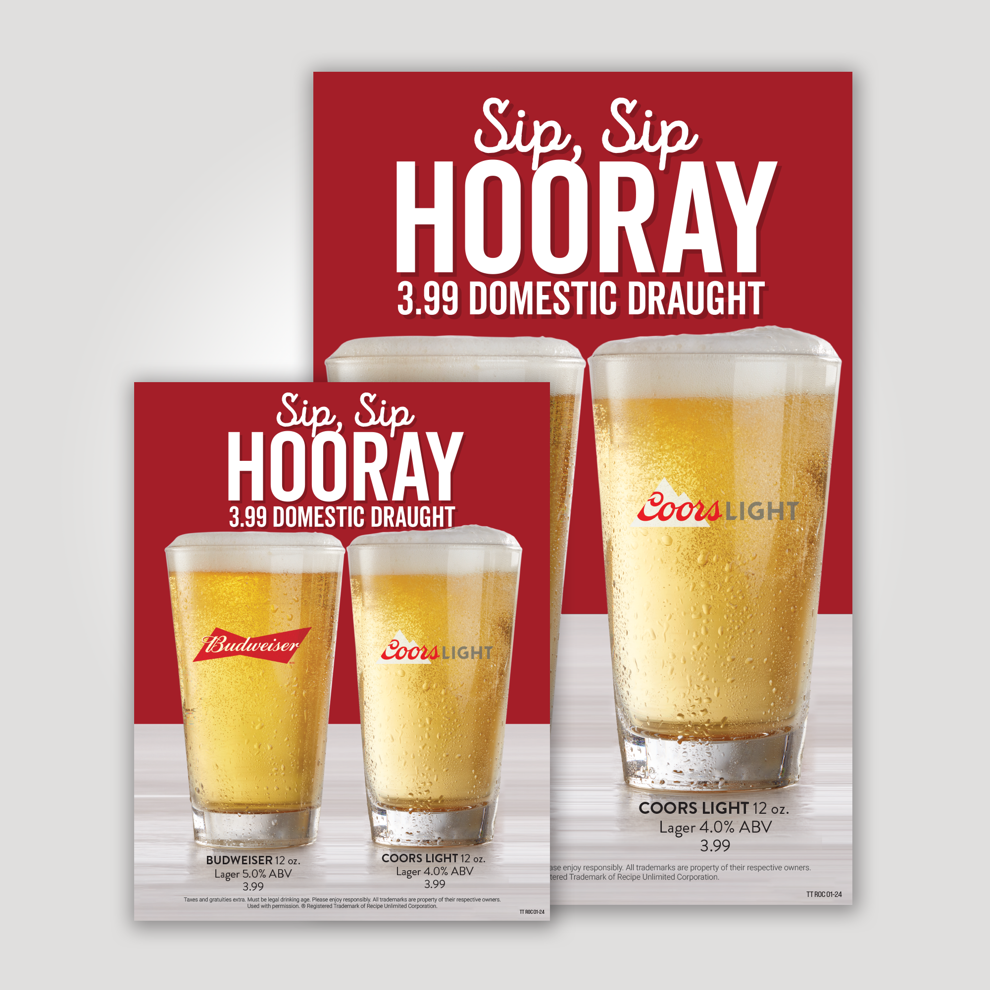 3.99Beer - Budweiser and Coors Light Posters