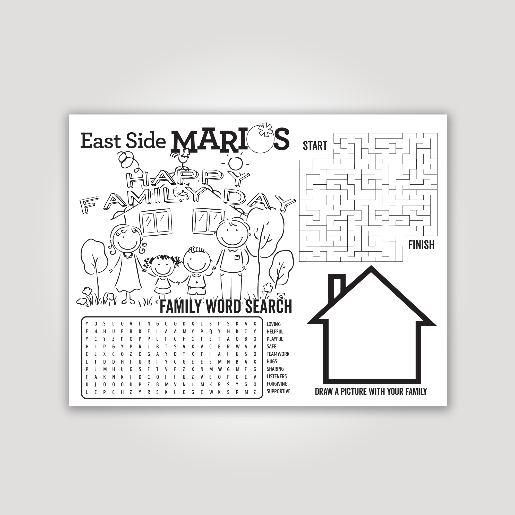 Family Day Kids Colouring Page