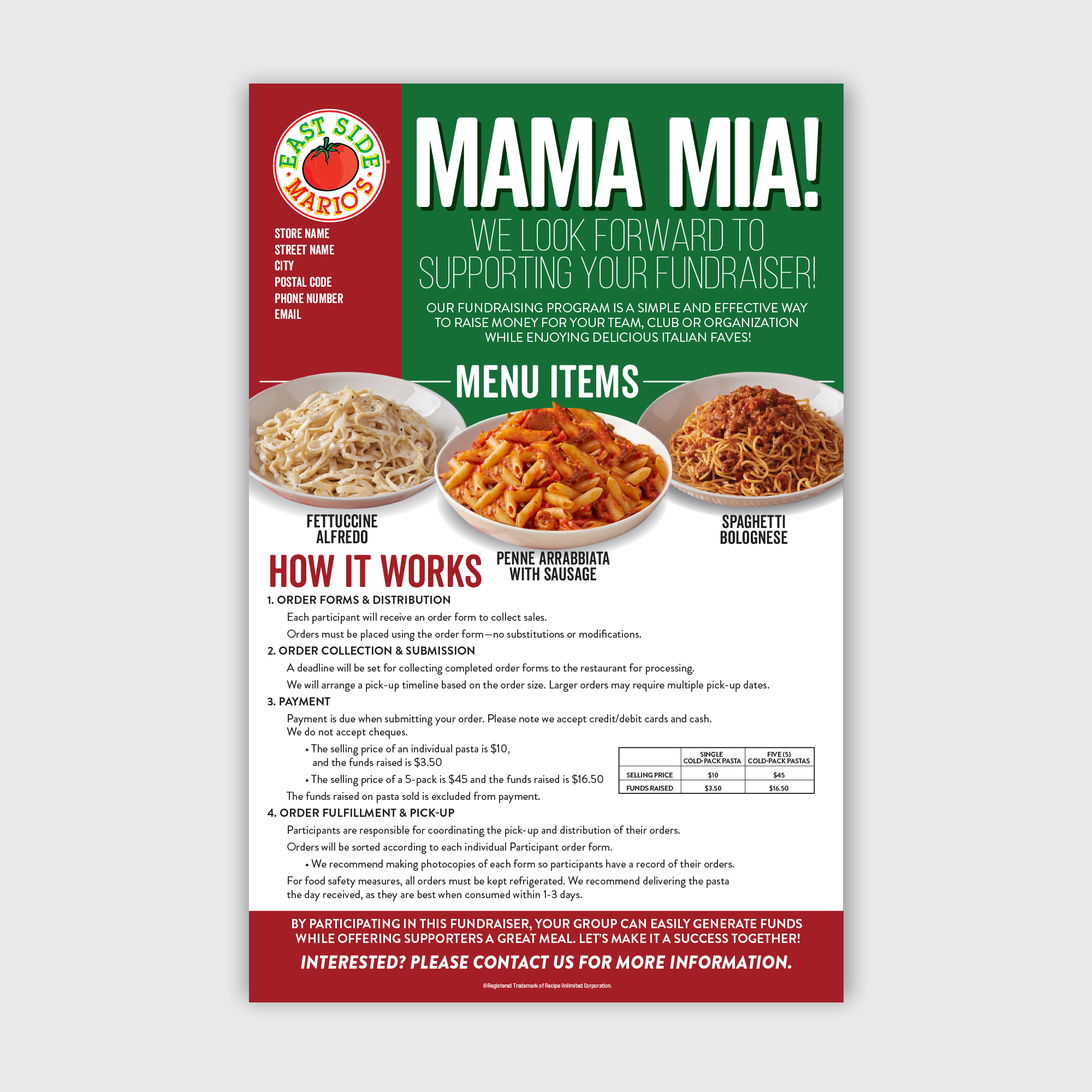 Cold Pack Pasta Sell Sheet