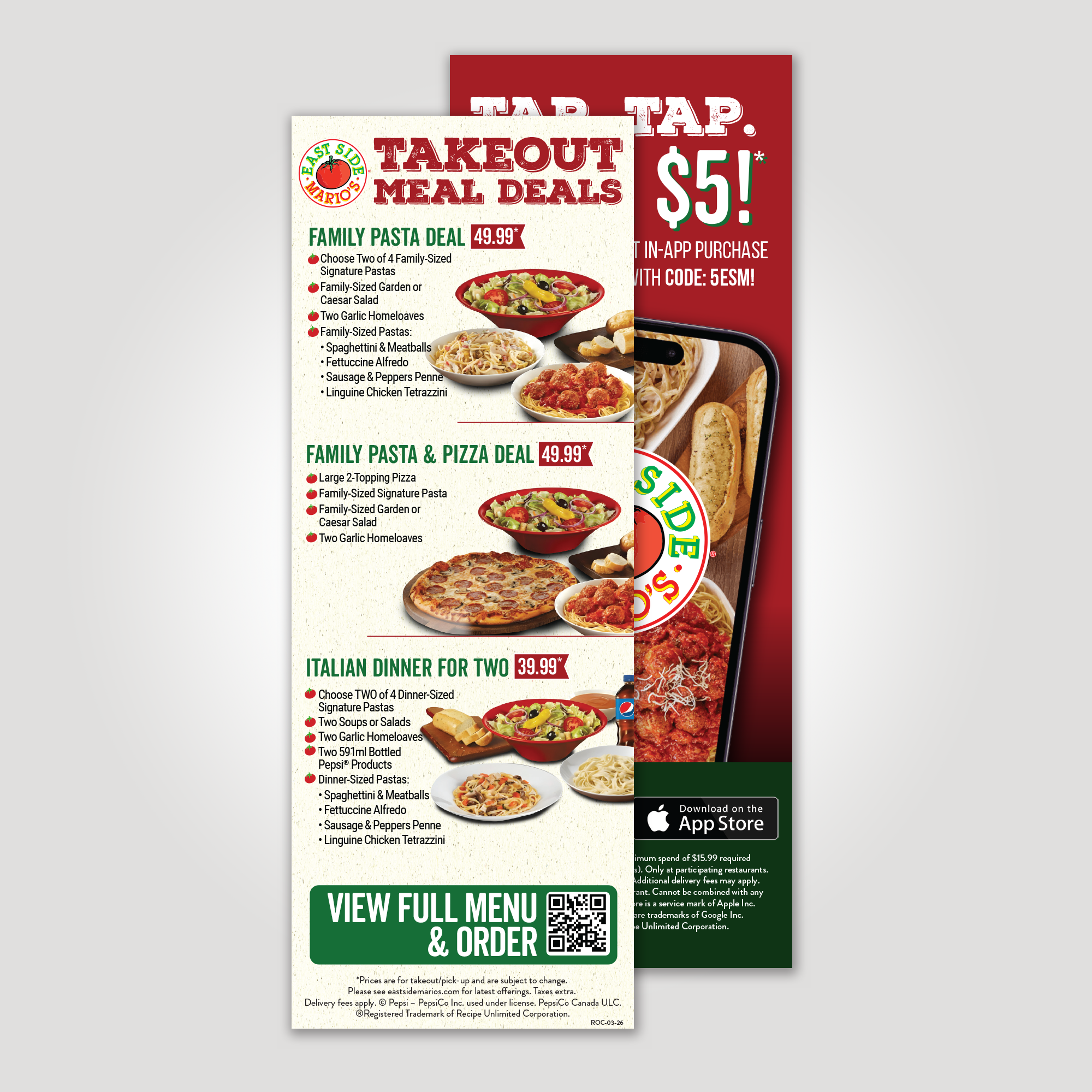 Takeout Handout Menu