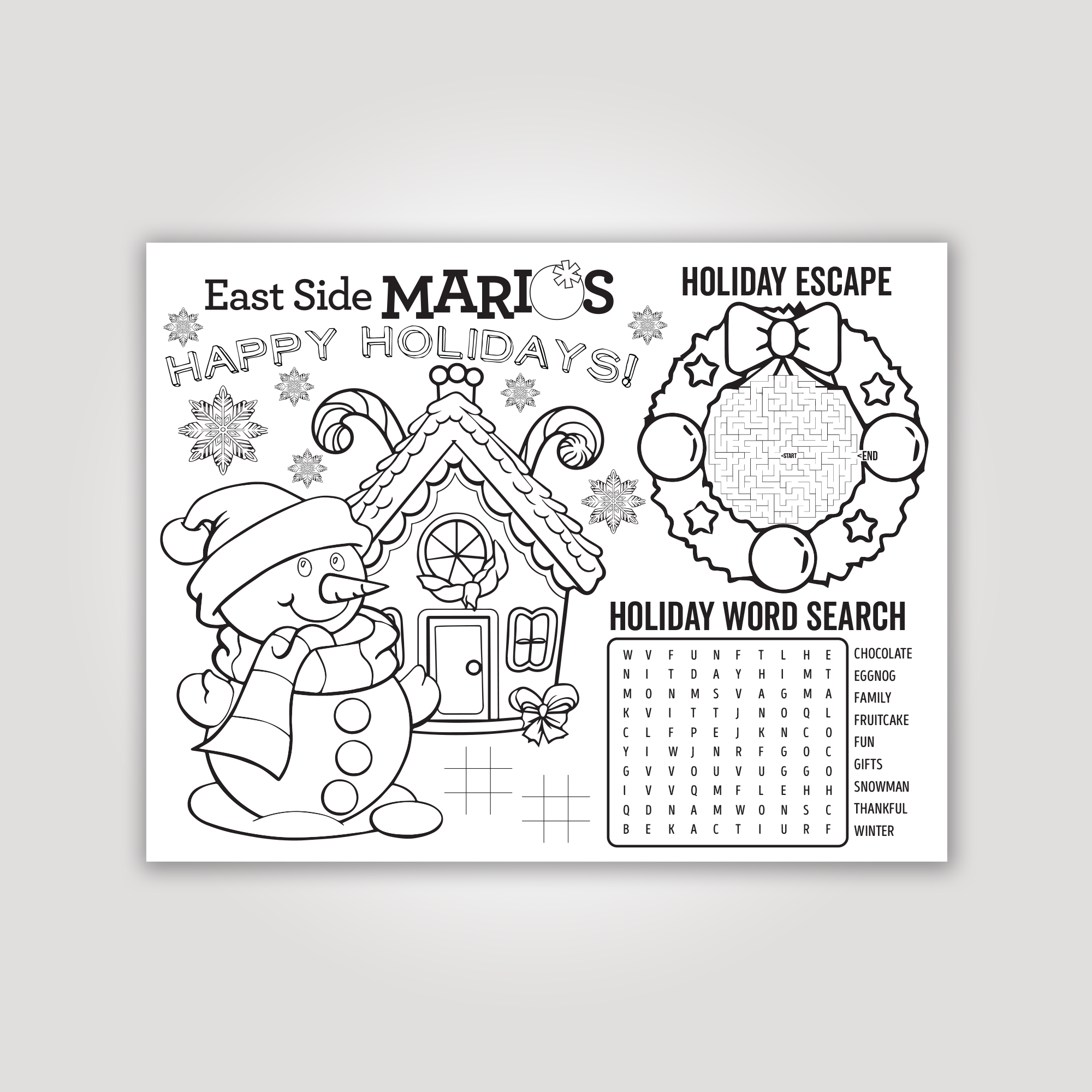 Holiday Kids Activity Colouring Page