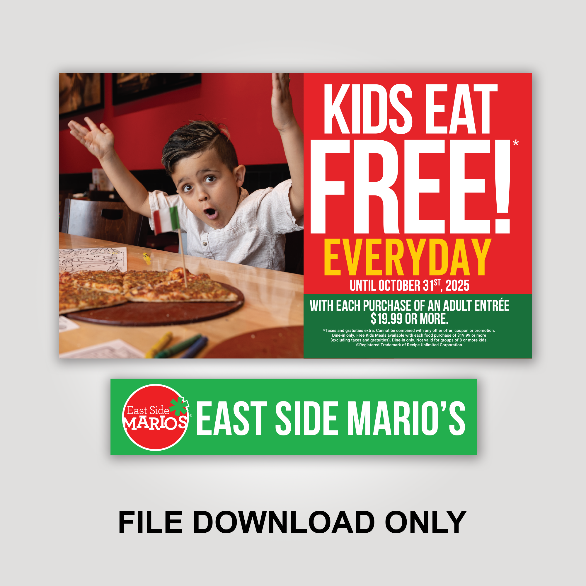 Kids Eat Free October Curbex Mini B - File Download ONLY