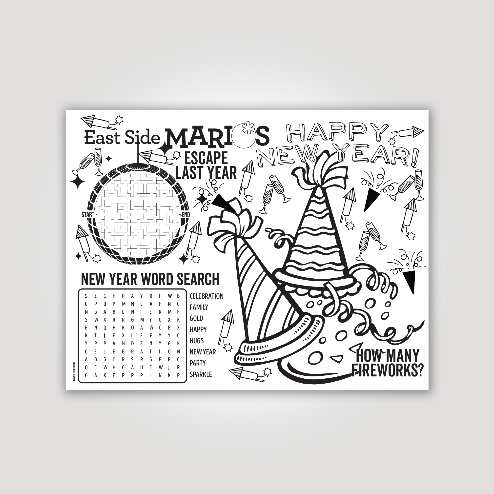 New Year Kids Activity Colouring Page