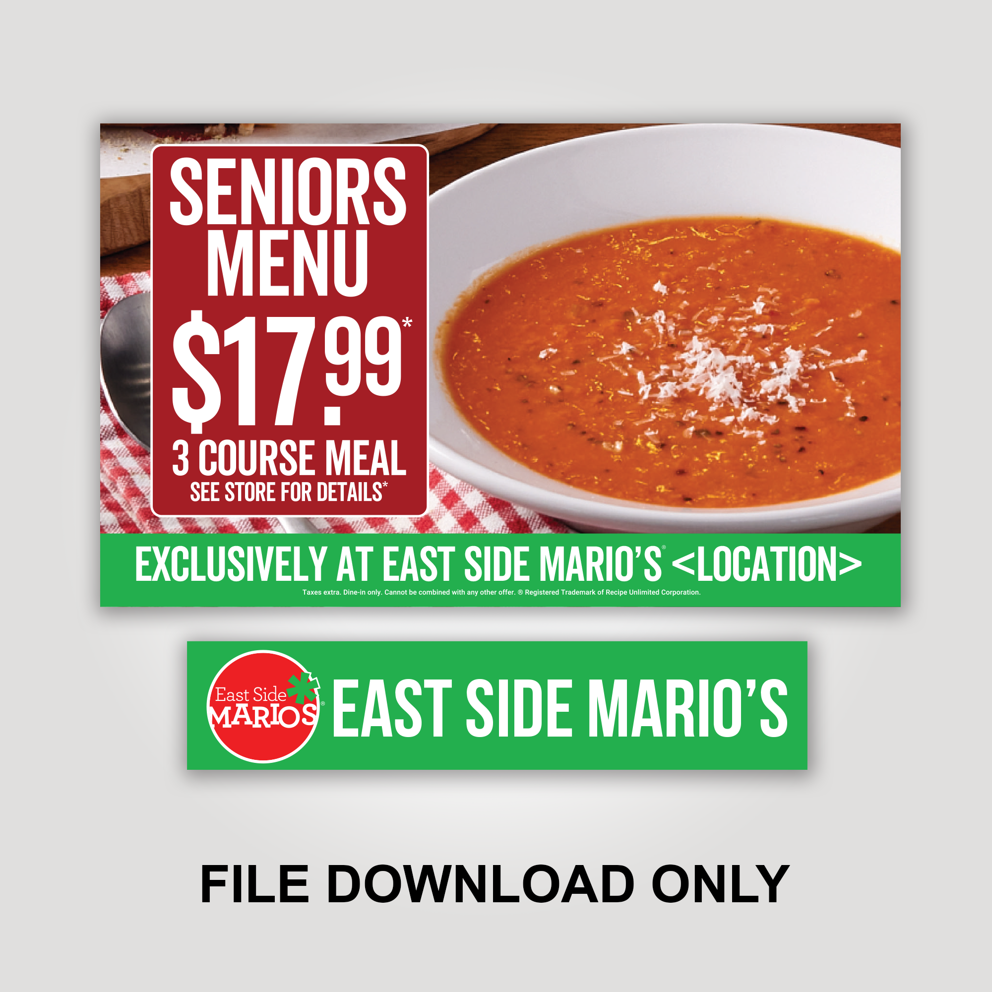 Senior Menu - Curbex MiniB Topper - File Download ONLY