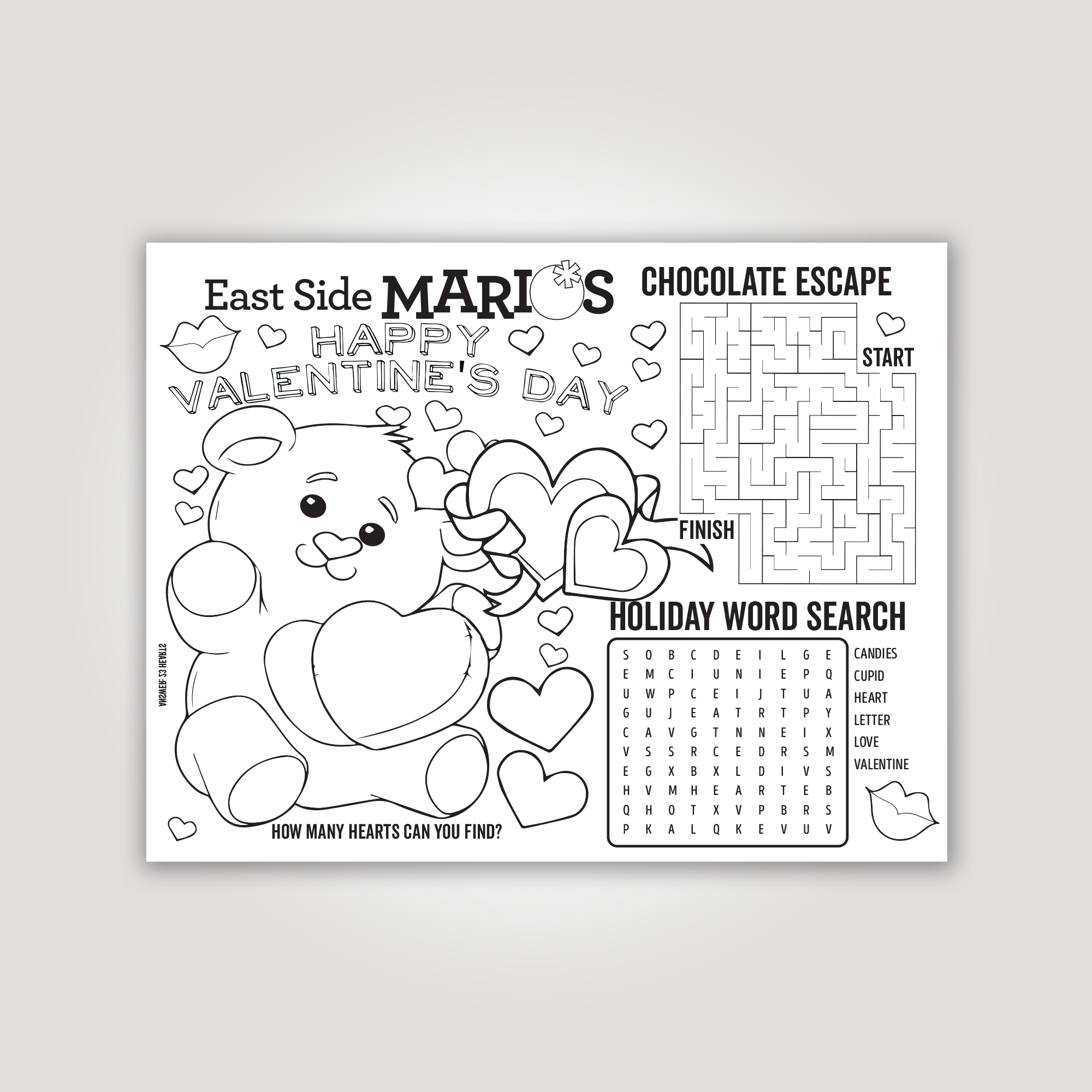 Valentines Kids Colouring Page