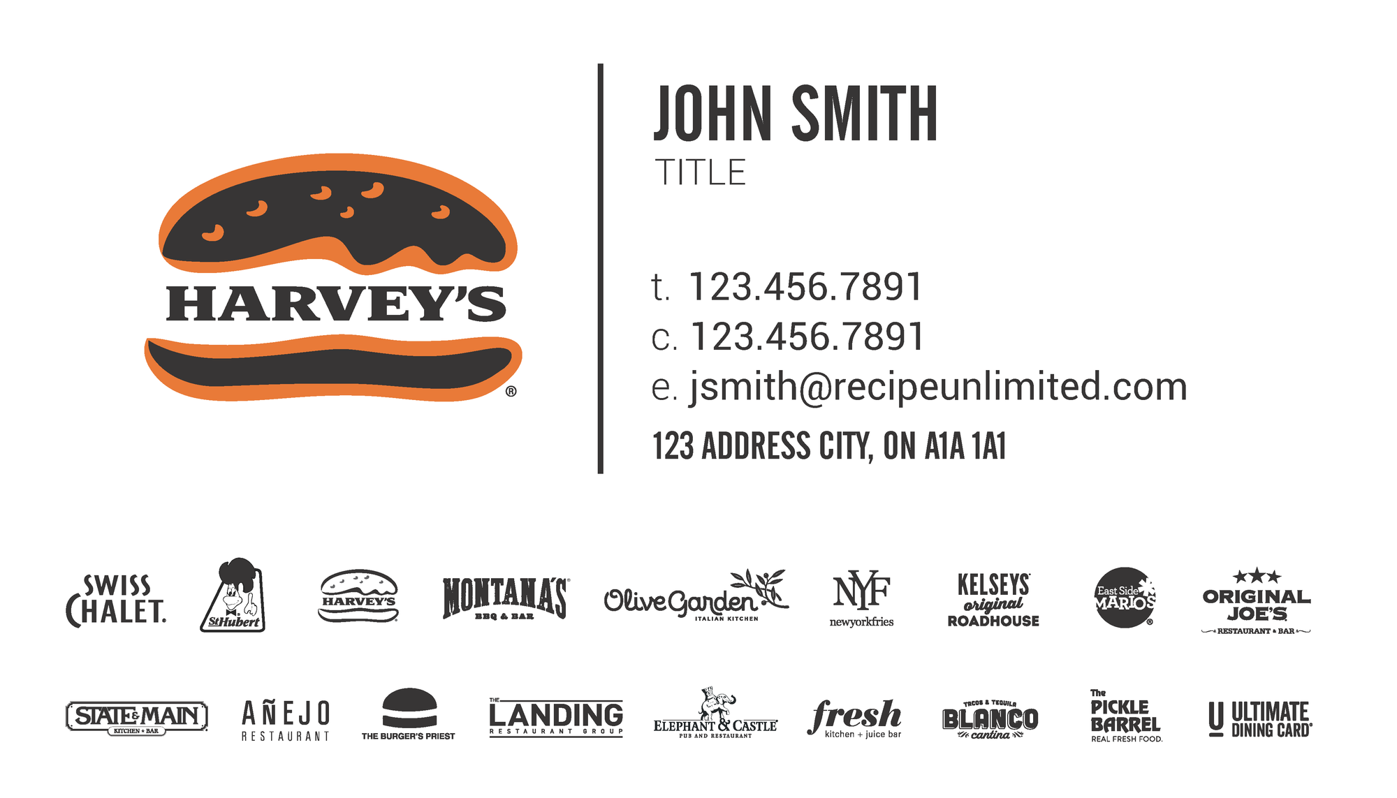 Harvey's Business Card