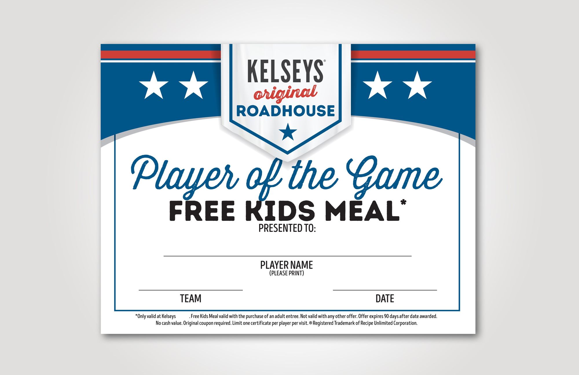 Player of the Game - Free Kids Meal (Custom)