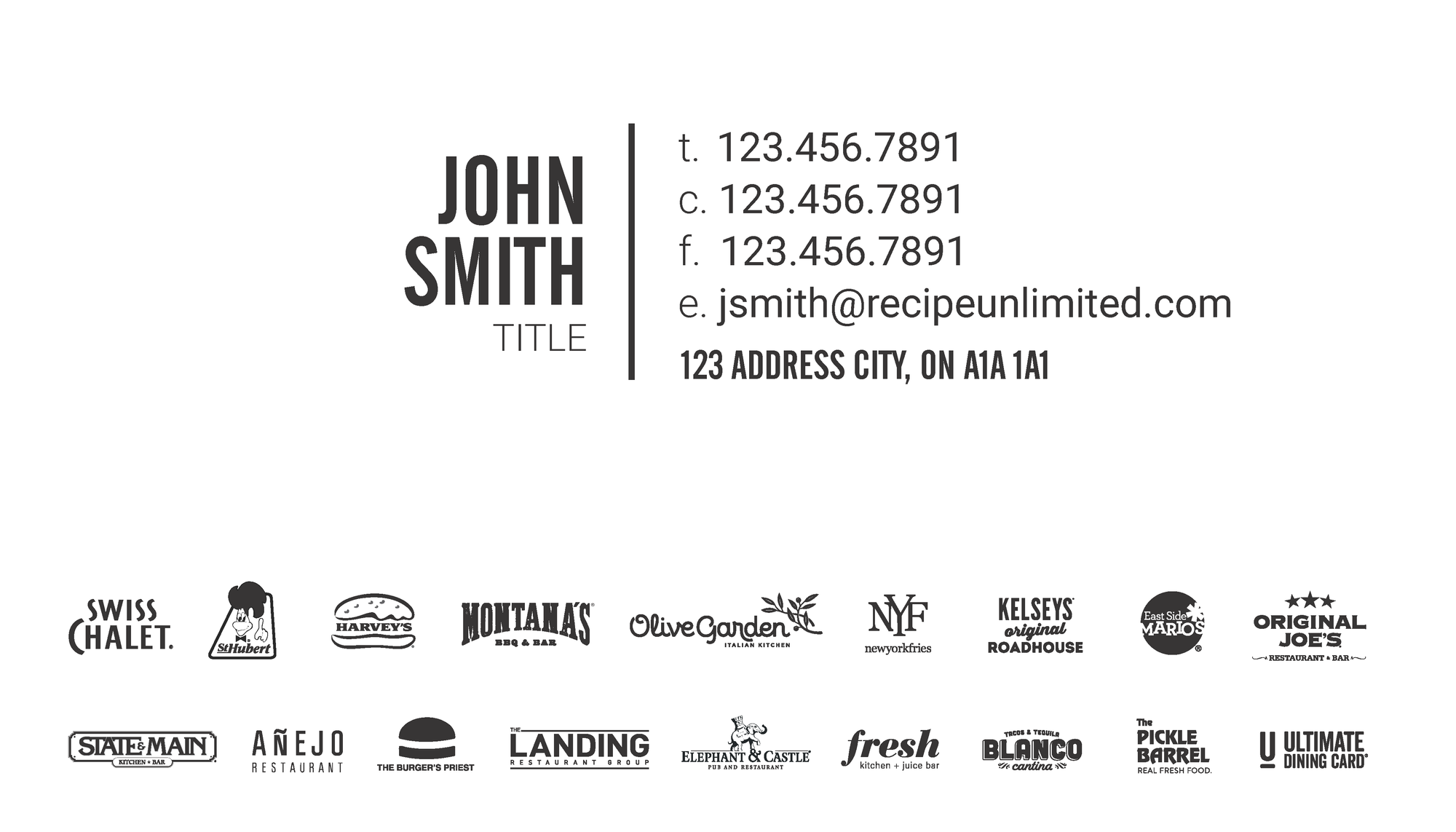 Recipe Business Card - Head Office