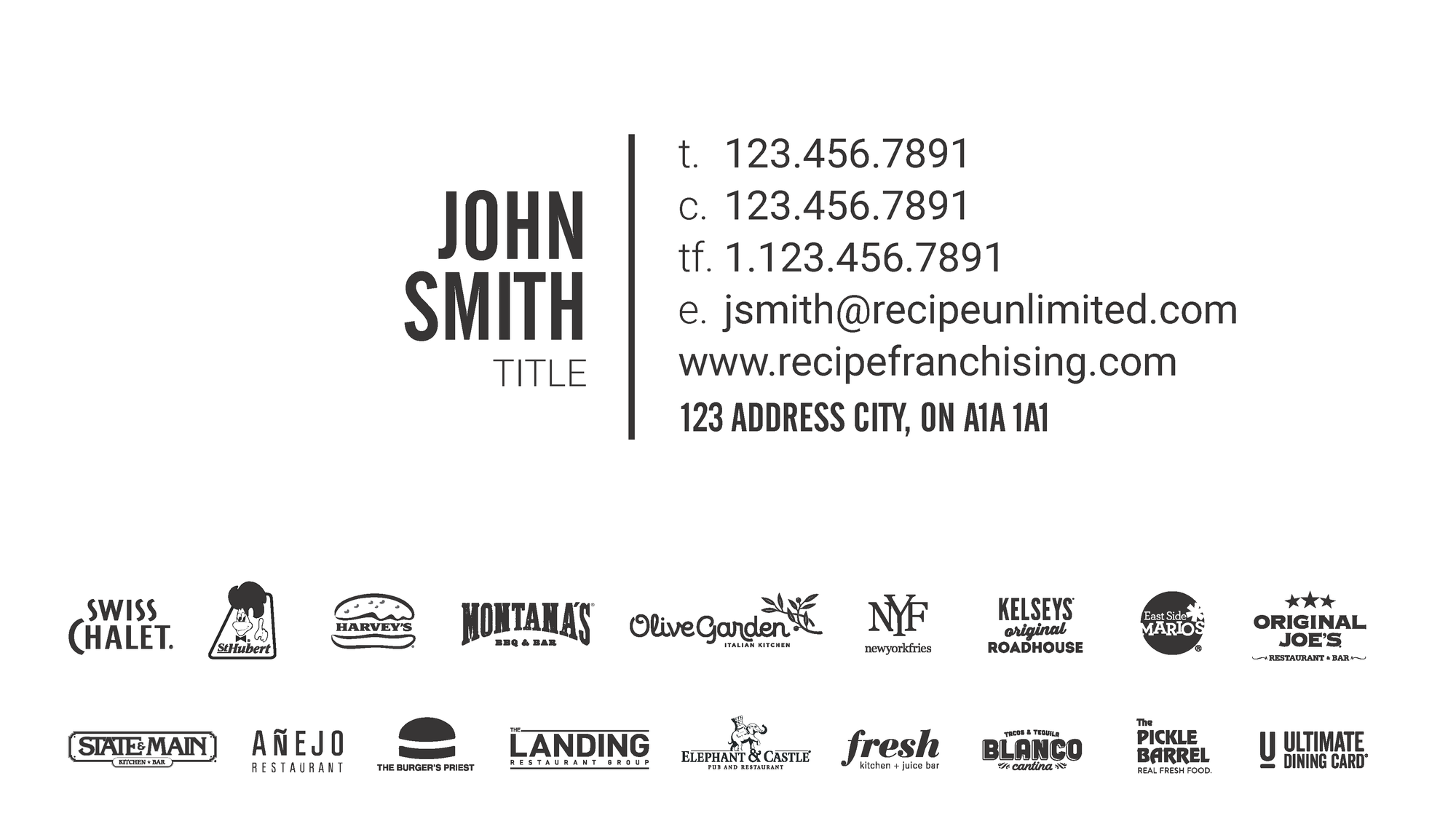 Recipe Business Card - Franchising