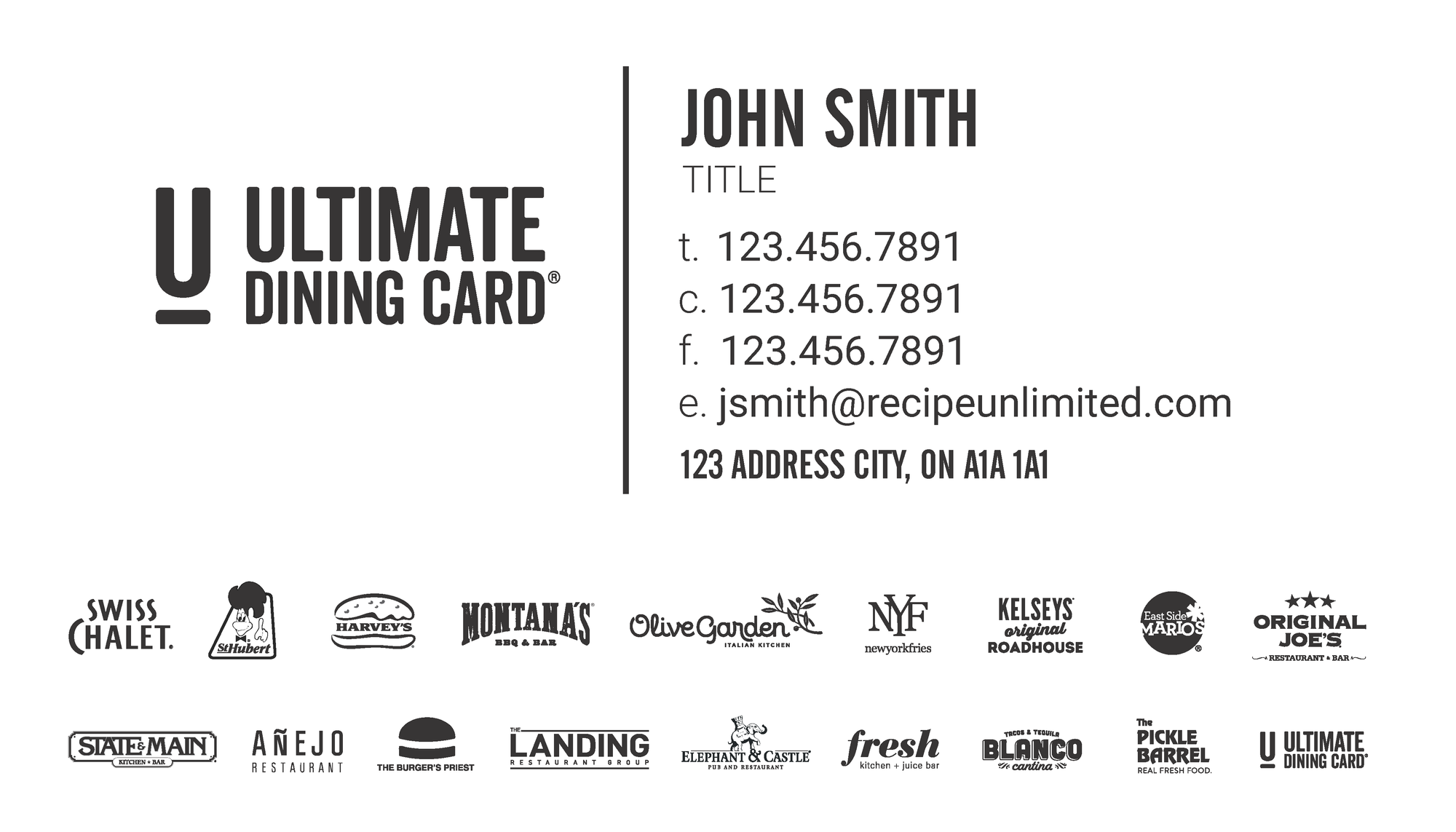 Ultimate Dining Business Card