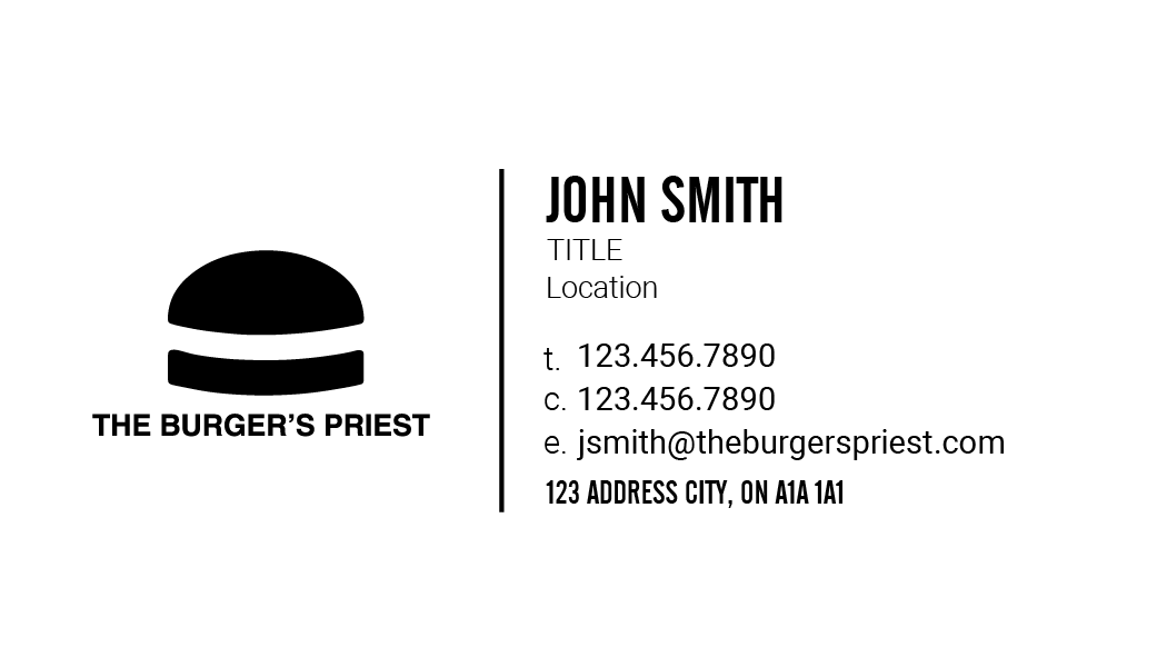 The Burger's Priest Business Card - Promotional