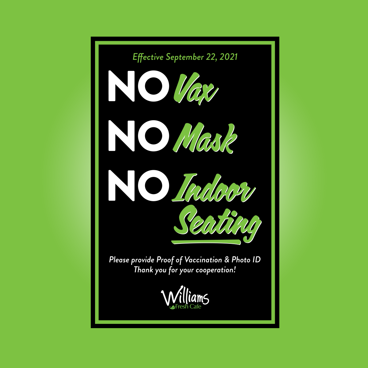 Large Door Signs - 11x17 - Covid Passport and Mask Required